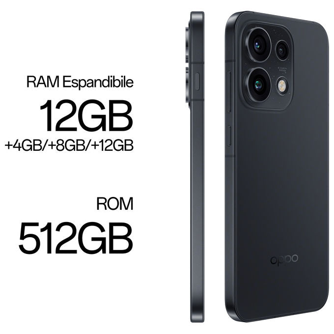 Oppo 110010237194 Reno16 Pro 5G AI Smartphone 200+50+50MP Tripla Fotocamera 50MP Selfie 6.32'' 120Hz AMOLED FHD+ 6000mAh 12GB RAM 512GB ROM colore Nero