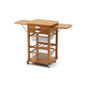 Arredamenti Italia ARREDAMENTI ITALIA_582-CW Santiago Carrello Cucina in Legno con Piani Apribili e Ruote Piroettanti colore Ciliegio