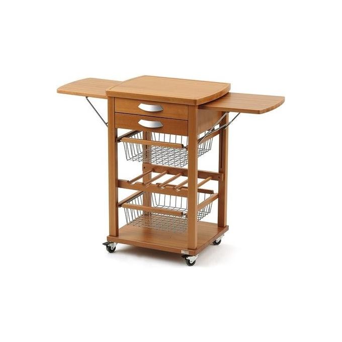 Arredamenti Italia ARREDAMENTI ITALIA_582-CW Santiago Carrello Cucina in Legno con Piani Apribili e Ruote Piroettanti colore Ciliegio