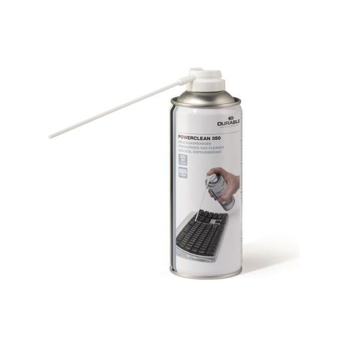 Durable 582919 POWERCLEAN 350 Spruzzatore ad Aria Compressa 350 ml Non Infiammabile con Cannuccia colore Bianco