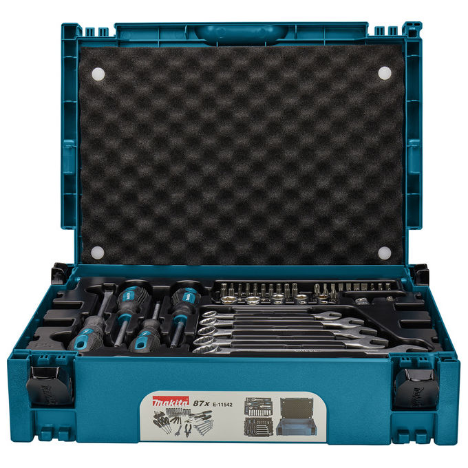 Makita E-11542 Set di strumenti 87 pezzi in MAKPAC Acciaio cromato-vanadio colore Nero