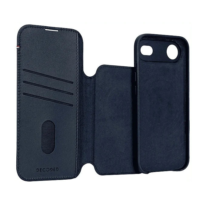 Decoded D26IPO17ADW5NW Custodia a libro Pelle MagSafe design elegante sistema magnetico rimozione flessibile colore Blu marino