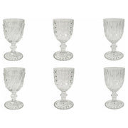 Villa d'Este 5903527 Loira Set 6 Calici in Vetro 200 ml Diametro 8 x H 15 cm Superficie Intagliata Lavabile in Lavastoviglie colore Trasparente