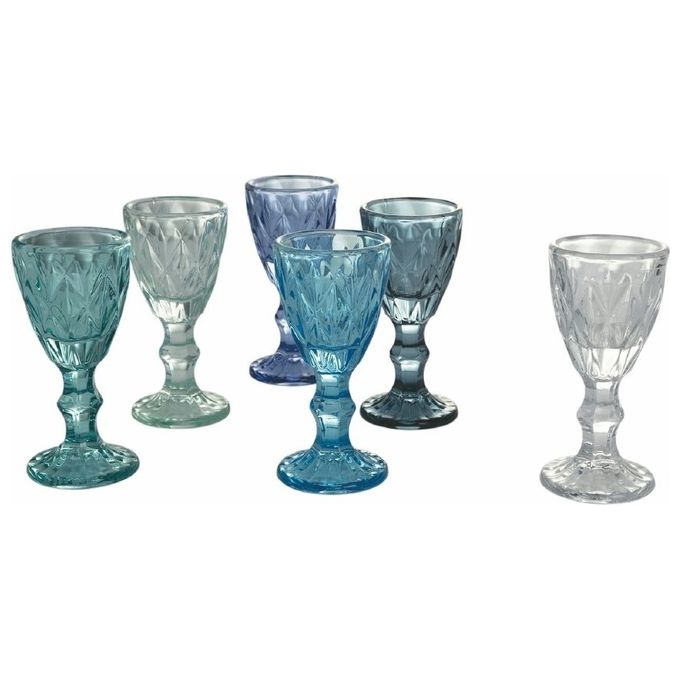 Villa d'Este Home Tivoli 5908075 Prisma Ocean Set 6 Liquorini in Vetro 45 ml colore Blu
