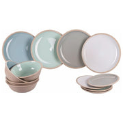 Villa d'Este Home 5909354 Tivoli Bistrot Servizio piatti 12 pezzi in gres 4 piatti piani 4 piatti fondi 4 piatti frutta diametro max 27 cm colore Bianco