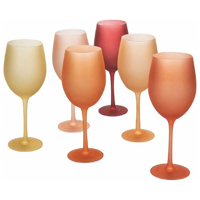 Villa d'Este HOME TIVOLI 5910903 Happy Hour Sunset Set 6 Calici in Vetro Effetto Ghiaccio 550 ml colore Multicolore