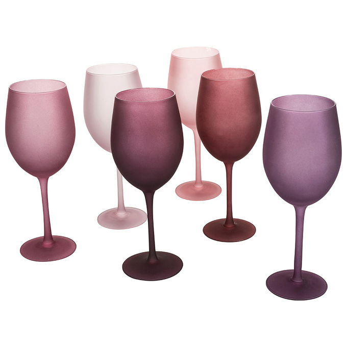 Villa d'Este Home Tivoli 5911522 Happy Hour Provence Set 6 Calici Frosted in Vetro 550 ml colore Lavanda