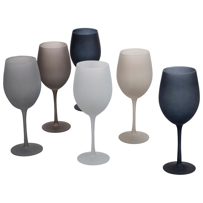Villa d'Este Home Tivoli 5911526 Happy Hour Stones Set 6 Calici Frosted in Vetro 550 ml colore Grigio