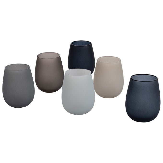 Villa d'Este Home Tivoli 5911527 Happy Hour Stones Set 6 Bicchieri Acqua Frosted in Vetro 500 ml colore Grigio
