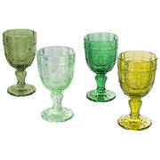 Villa d'Este Home Tivoli 5911615 Syrah Set 4 Calici da Vino in Vetro 265 ml decorazione arabescata colore Verde