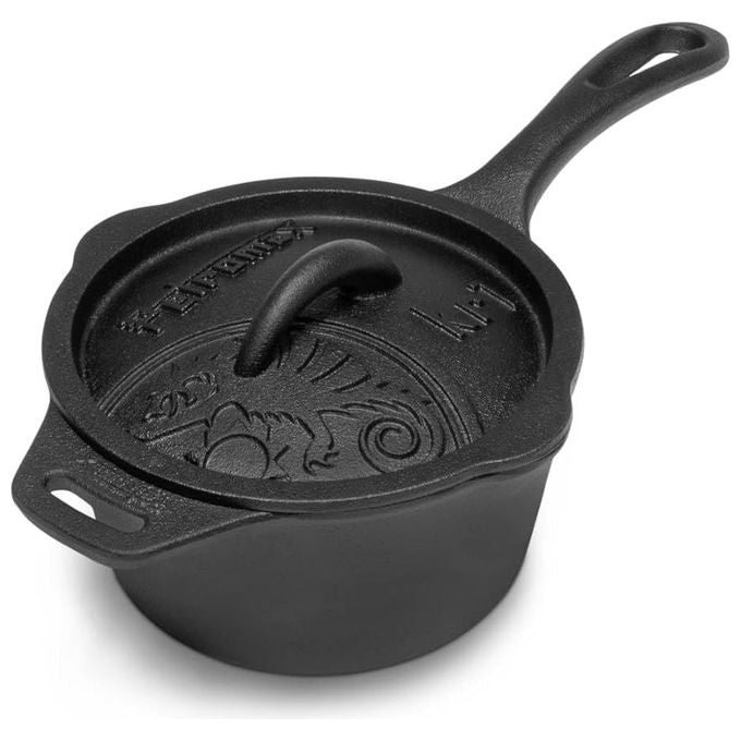 Petromax 4250435701607 K4 Casseruola in Ghisa con Coperchio Capacita' 2.4 l Pre-stagionata Manici Doppi colore Nero