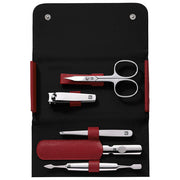 Zwilling J.A. Henckels 4009839493812 Classic Inox Set da Viaggio per Manicure 5 Pezzi in Acciaio Inossidabile e Pelle Naturale colore Rosso