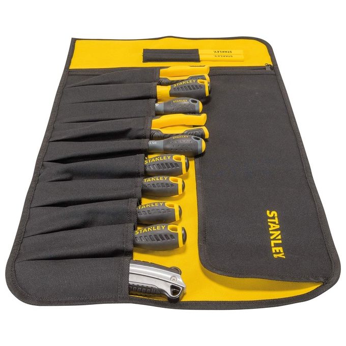 Stanley FMST1-70749 FatMax Borsa Portautensili Semirigida in Nylon 600 Denari con Base Rigida Impermeabile e Tasche Organizzative colore Nero con Dettagli Grigio e Giallo