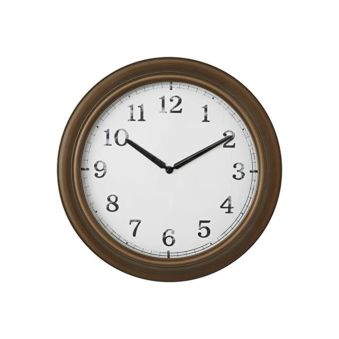 TFA-Dostmann 60.3066.53 Orologio da Parete e da Tavolo Orologio al Quarzo Rotondo Resistente agli Schizzi d'Acqua in Metallo e Vetro colore Ottone