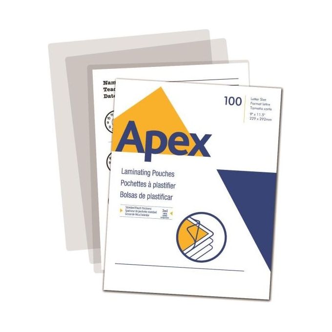 Fellowes 6003201 Apex Pouches per Plastificazione A4 80 my Finitura Lucida Confezione 100 Pezzi colore Trasparente