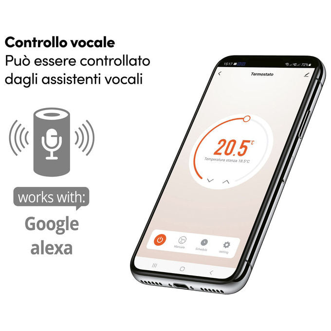 Beghelli 60048 Cronotermostato Smart con display touch e placca luminosa Termostato digitale Wi-Fi RF LCD colore Bianco
