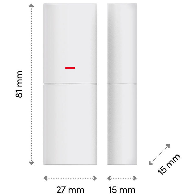 Beghelli 60050 Sensore di Apertura Wireless per Sistema Allarme DOM-E Beghelli Tecnologia LoRa Portata 300 m Batteria CR123A inclusa colore Bianco