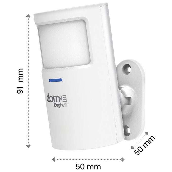 Beghelli 60051 Sensore Volumetrico Wireless PIR Portata 6 m Angolo 110° Compatibile DOM-E 60105 colore Bianco