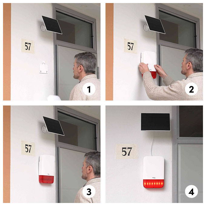Beghelli 60053 Sirena da Esterno Wireless Alimentazione Solare 10W e Rete 230V Tecnologia LoRa IP65 colore Bianco