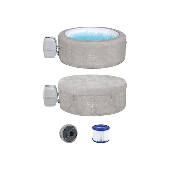 Bestway 60065 Minipiscina idromassaggio gonfiabile Zurich AirJet con EnergySense Capacita' 669 L per 4 persone 120 bocchette AirJet DuraPlus a 3 strati colore Grigio
