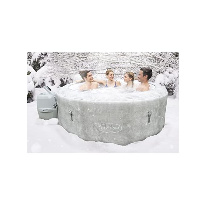 Bestway 60065 Minipiscina idromassaggio gonfiabile Zurich AirJet con EnergySense Capacita' 669 L per 4 persone 120 bocchette AirJet DuraPlus a 3 strati colore Grigio