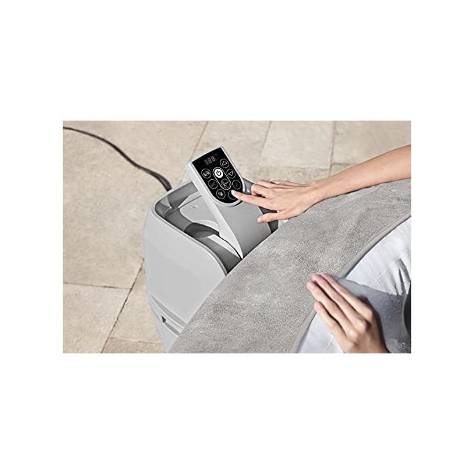 Bestway 60065 Minipiscina idromassaggio gonfiabile Zurich AirJet con EnergySense Capacita' 669 L per 4 persone 120 bocchette AirJet DuraPlus a 3 strati colore Grigio
