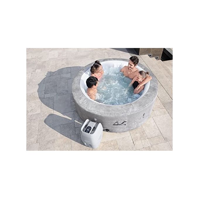 Bestway 60065 Minipiscina idromassaggio gonfiabile Zurich AirJet con EnergySense Capacita' 669 L per 4 persone 120 bocchette AirJet DuraPlus a 3 strati colore Grigio