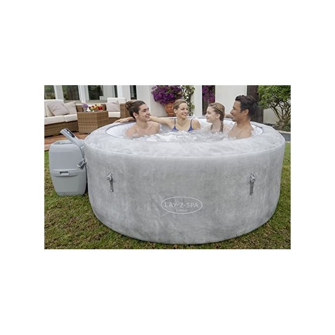 Bestway 60065 Minipiscina idromassaggio gonfiabile Zurich AirJet con EnergySense Capacita' 669 L per 4 persone 120 bocchette AirJet DuraPlus a 3 strati colore Grigio