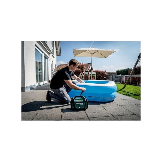 Metabo 600794850 AK 18 MULTI Compressore ad Aria 16 l-min 11 bar Batteria 18 V con Display Retroilluminato e Manometro Integrato colore Nero Verde