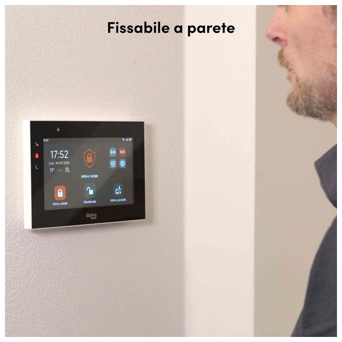 Beghelli 60105 Dom-e KIT di allarme wireless WIFI GSM 4G LoRa con sensore volumetrico sensore porta finestra sirena 105 dB 2 telecomandi colore Bianco