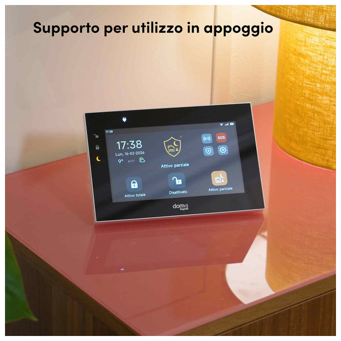 Beghelli 60105 Dom-e KIT di allarme wireless WIFI GSM 4G LoRa con sensore volumetrico sensore porta finestra sirena 105 dB 2 telecomandi colore Bianco