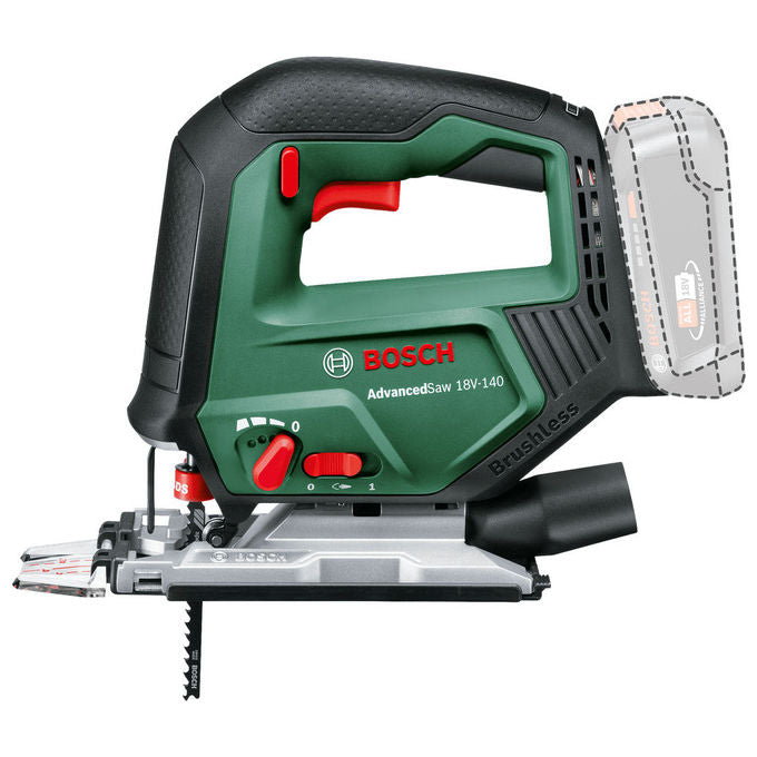 Bosch 0603013000 AdvancedSaw 18V-140 Seghetto Elettrico a Batteria 18 V Capacita' di Taglio 140 mm in Legno colore Verde Nero