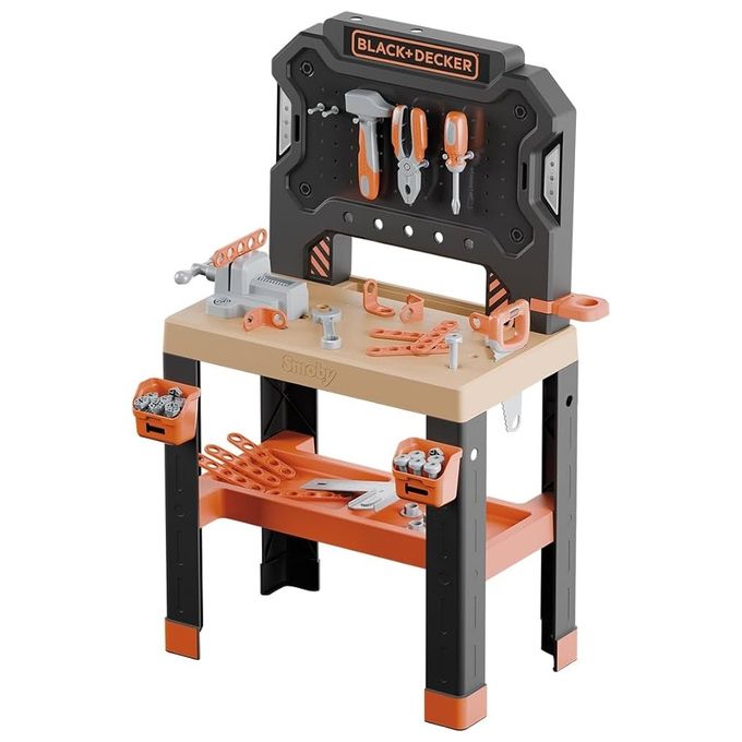 Smoby 7600360739 Banco da Lavoro Bricolo con 7 Strumenti e 71 Accessori colore Nero