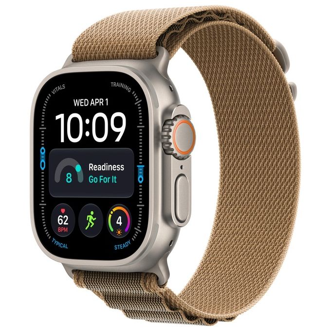 Apple MJAF4QL-A Apple Watch Ultra 4 GPS + Cellular Cassa 49 mm in Titanio con Cinturino Alpine Loop Duna colore Beige