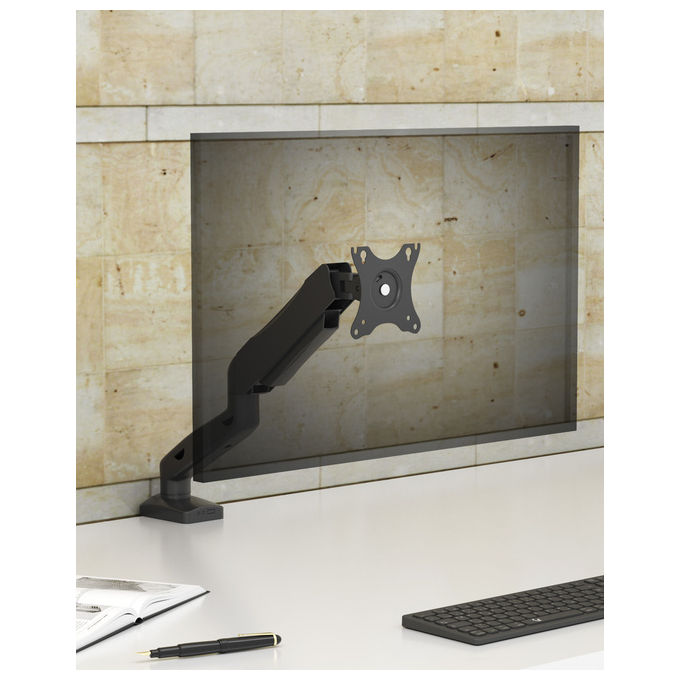 ICY BOX 61073 IB-MS203-T Supporto Monitor da Scrivania Regolabile Altezza fino a 406 mm Rotazione ±90° Inclinazione ±45° VESA 75x75 100x100 mm 9 Kg colore Grigio Argento