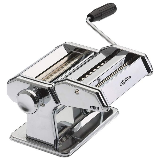 Gefu GF28300 Pasta Perfetta de Luxe Macchina per Pasta con Accessori per 6 Tipi di Pasta Spessore Regolabile da 0,2 a 3 mm Larghezza Impasto 14,5 cm colore Argento