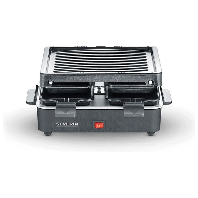 Severin RG 2370 Raclette Grill per 4 Persone 600W Piastra Antiaderente 21x21 cm 4 Padelline Incluse colore Nero