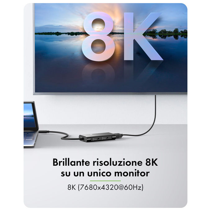 ICY BOX 61202 IB-AD1030-C Adattatore USB-C a 3 HDMI Supporto 8K@60Hz 4K@144Hz MST Cavo 20 cm colore Nero