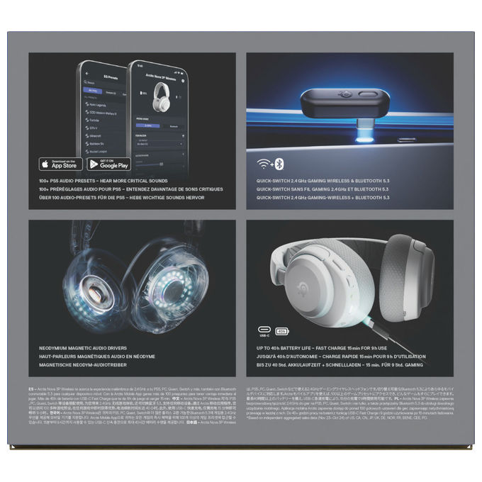 Steelseries 61687 Arctis Nova 3P Auricolare Wireless 2,4 GHz Bluetooth 5,3 Microfono Staccabile 40 h Autonomia colore Bianco
