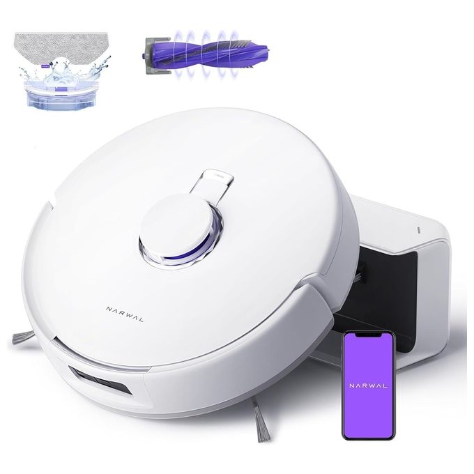 Narwal YJCC032 Freo X Plus Robot aspirapolvere LiDAR 7800 Pa Zero Grovigli Svuotamento Automatico Lavapavimenti colore Bianco