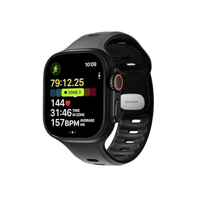 Nomad 49mm Tempo Band Cinturino per Apple Watch in FKM Rubber Impermeabile con Chiusura Sicura Colore Nero