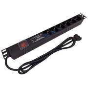 Link LK10066 Multipresa da Rack 19'' 6 Prese Universali Schuko e Italiane 16A 250V 3500W Protezione Sovratensioni Interruttore 1U