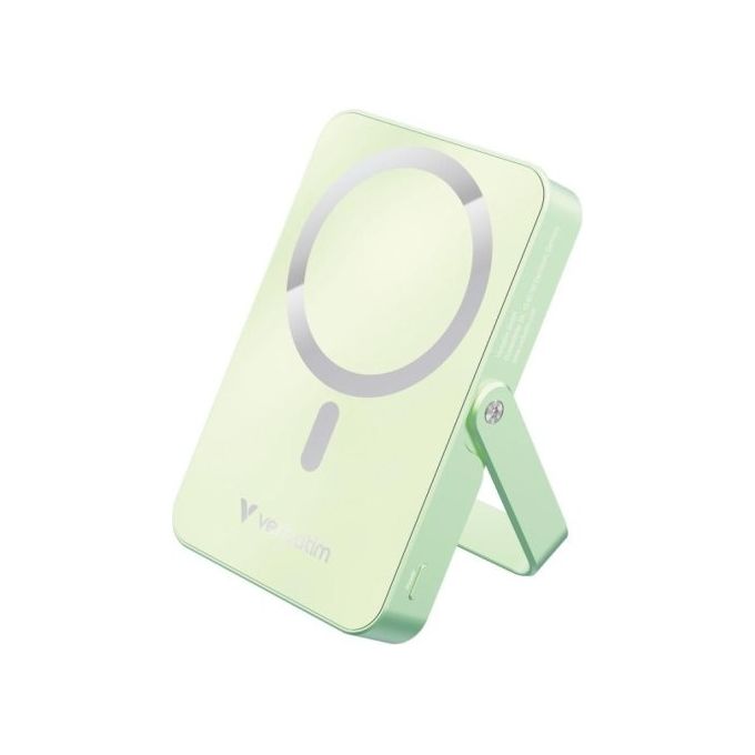 Verbatim MP52115410 Charge 'n' Go Power Bank 10000 mAh Ricarica Wireless Magnetica e USB-C 35 W colore Verde