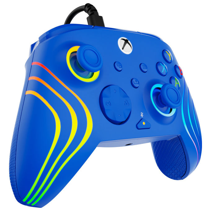 Turtle Beach TBC-2002-25 Afterglow Wave Gamepad Cablato con Licenza per Xbox e PC Pulsanti Programmabili Trigger Effetto Hall Controlli Audio RGB colore Blu