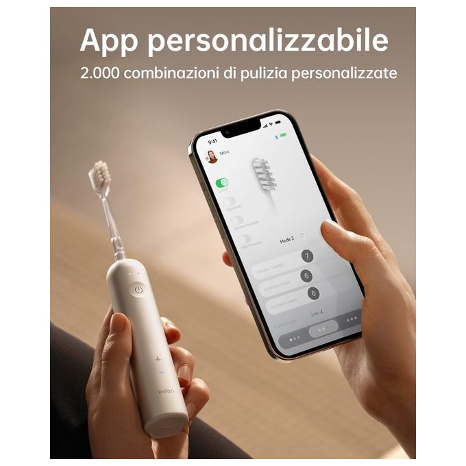Laifen 1TB91-A-EU-SI-002 Wave Spazzolino elettrico rotante oscillante 3 modalita' Timer 90 giorni autonomia colore Alluminio