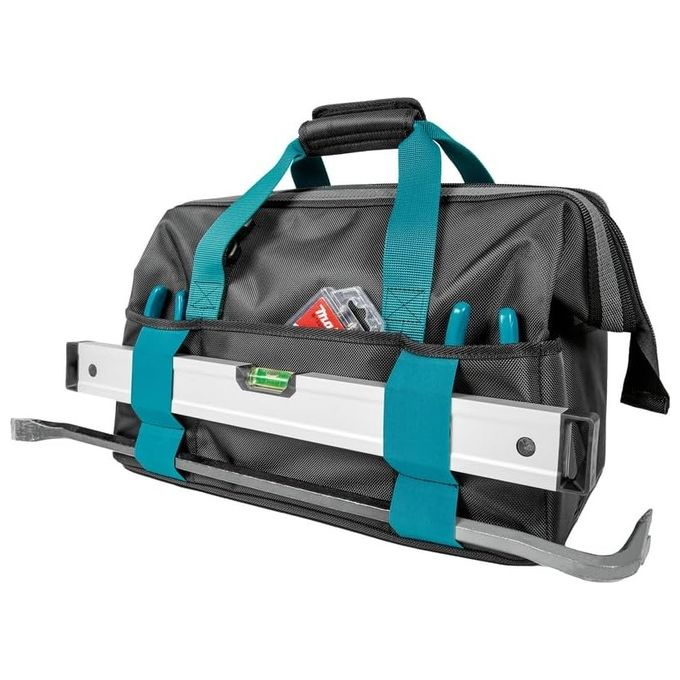 Makita E-15431 Borsa portautensili a bocca larga in polipropilene ad alta resistenza con chiusura a scatto impilabile 25.8 litri colore Nero-Blu