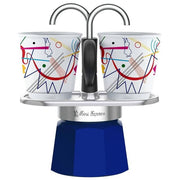 Bialetti 1407 Mini Express Moka 2 Tazze con Bicchierini in Porcellana stile Kandinsky colore Blu