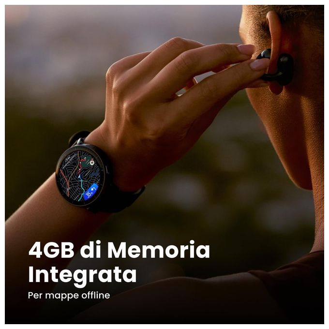 Amazfit W2556GL1N Active Max Smartwatch AMOLED 1.5'' 4GB Mappe Offline GPS NFC 25 Giorni Autonomia 5 ATM colore Nero