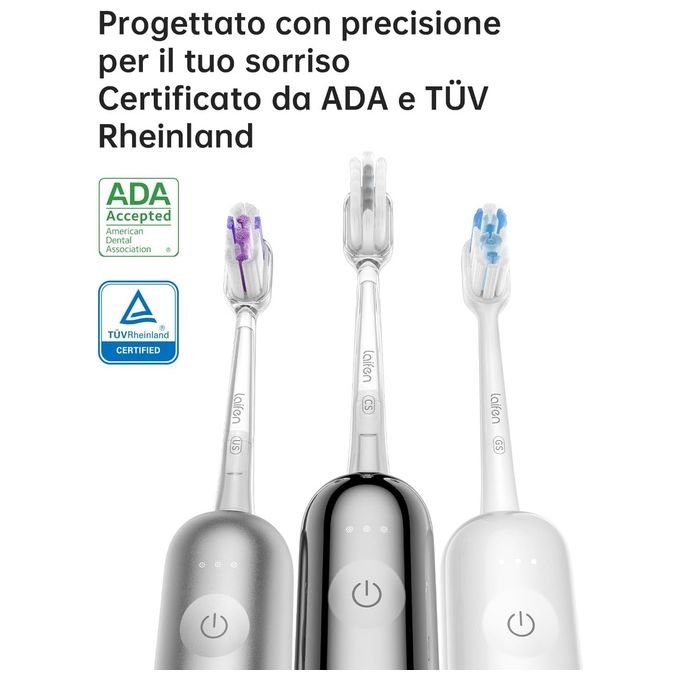 Laifen 1TB91-A-EU-SI-002 Wave Spazzolino elettrico rotante oscillante 3 modalita' Timer 90 giorni autonomia colore Alluminio