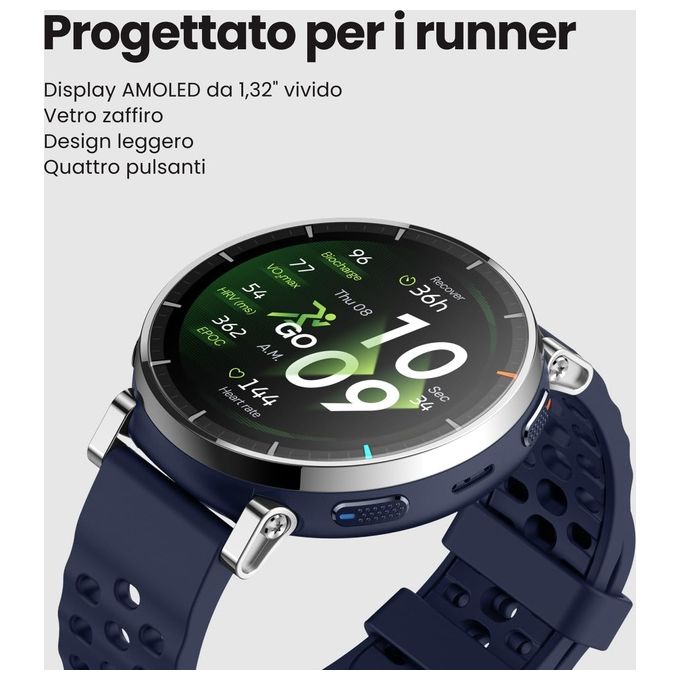 Amazfit W2558GL1N Active 3 Smartwatch AMOLED 1.32'' Vetro Zaffiro GPS NFC Bluetooth 5.3 12 giorni colore Oro